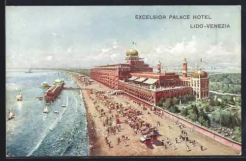 AK Lido di Venezia, Excelsior Palace Hotel aus der Vogelschau