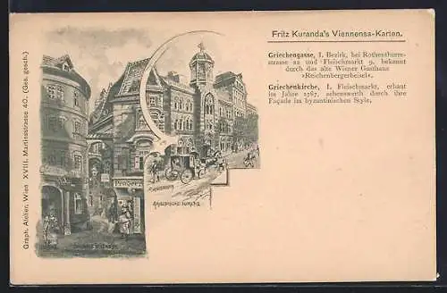 Künstler-AK Wien, Die Griechengasse, Die Griechenkirche