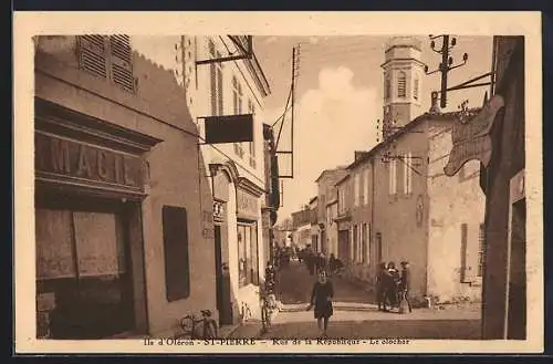 AK Ile d`Orleon, Rue de la Republique, Le Clocher