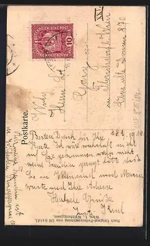 Künstler-AK Ulf Seidl: Steyr, Ortsteilansicht