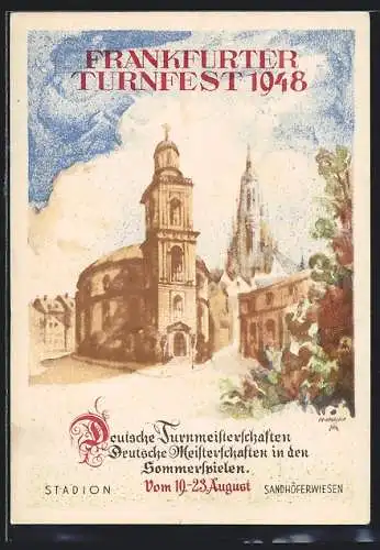 Künstler-AK Frankfurt, Turnfest 1948 im Stadion Sandhöferwiesen