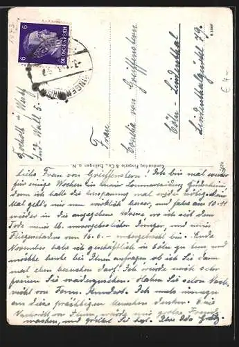 AK Echterdinger Spinnerin, alte Frau benutzt Spinnrad