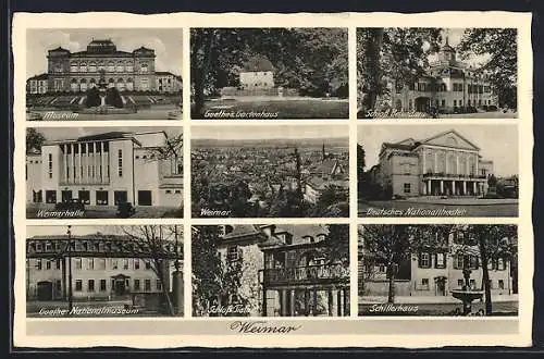 AK Weimar / Thüringen, Goethes Gartenhaus, Goethe-Nationalmuseum, Schillerhaus