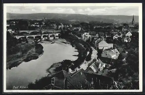 AK Bad Kösen, Blick in den Ort mit Brücke