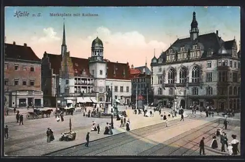 AK Halle /Saale, Marktplatz mit Rathaus