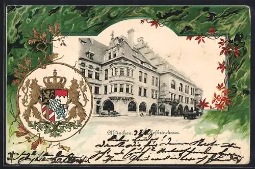 Passepartout-Lithographie München, Hofbräuhaus, Wappen