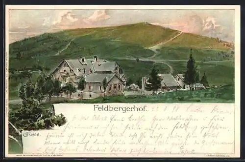 Künstler-Lithographie Carl Biese: Feldberghof, Panorama