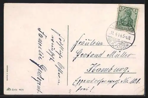 AK Osterküken fahren in Ostereiern mit Rädern