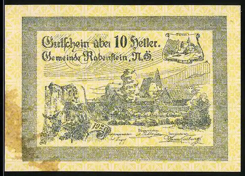 Notgeld Rabenstein 1920, 10 Heller, Landschaft und Dorf, 1. Ausgabe