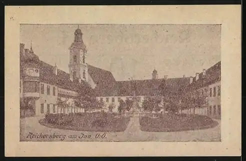 Notgeld Reichersberg 1920, 10 Heller, Klosteransicht, Kassenschein, gültig bis 31.12.1920