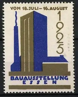 Reklamemarke Essen, Bauausstellung 1925, Gebäude und Schornstein