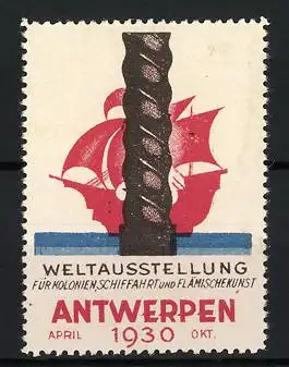 Reklamemarke Antwerpen, Weltausstellung 1930, Schiff und Anker