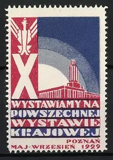 Reklamemarke Poznan, Wystawa Powszechna 1929, Gebäude und Adler