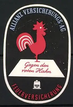 Reklamemarke Allianz, Feuerversicherung, Gegen den roten Hahn, roter Hahn