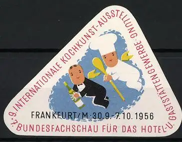 Reklamemarke Frankfurt, Internationale Kochkunst-Ausstellung 1956, Koch und Kellner