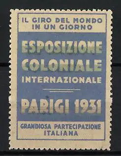 Reklamemarke Parigi, Esposizione Coloniale Internazionale 1931, Textdarstellung