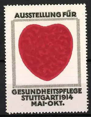 Reklamemarke Stuttgart, Ausstellung für Gesundheitspflege 1914, rotes Herz