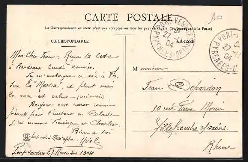 AK Port Vendres, Arrivée de la Marsa dans le Port