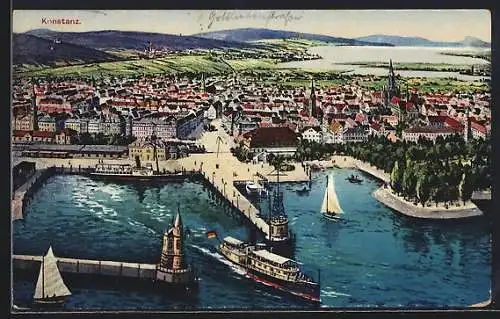 AK Konstanz, Ortspartie mit Hafen