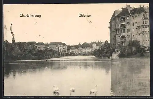 AK Berlin-Charlottenburg, Lietzensee mit Gebäuden