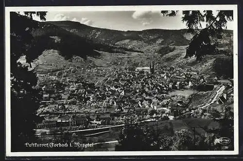 AK Forbach i. Murgtal, Totalansicht mit Bahntrasse