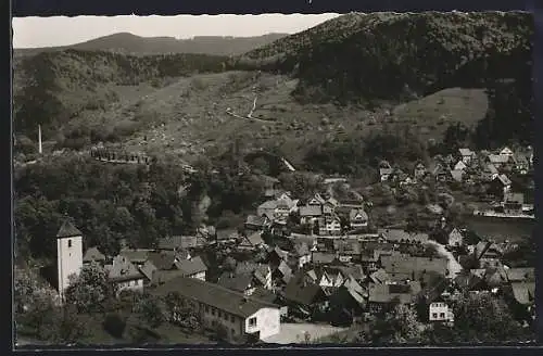 AK Langenbrand / Murgtal, Blick auf Ort und Berge