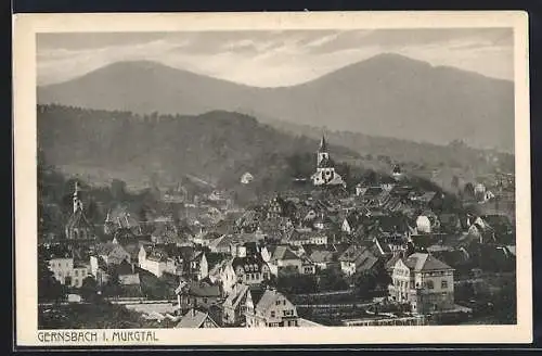AK Gernsbach i. Murgtal, Teilansicht mit Kirche