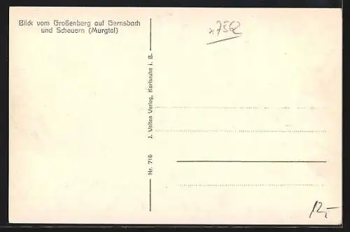 AK Gernsbach /Murgtal, Ansicht vom Grossenberg aus mit Scheuern