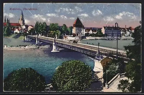 AK Konstanz, Blick auf die Rheinbrücke