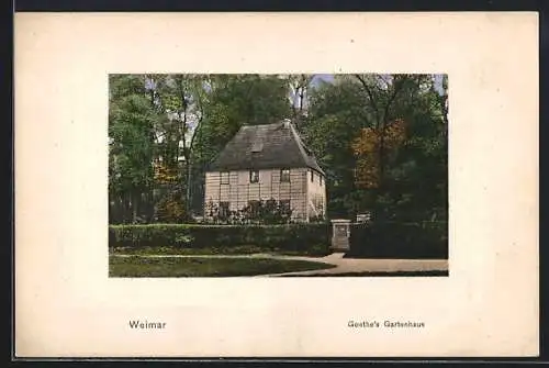 AK Weimar / Thüringen, Blick auf Goethe`s Gartenhaus