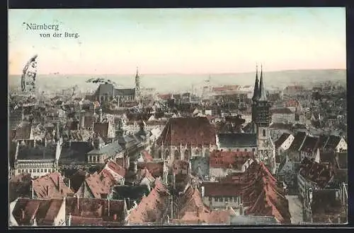 AK Nürnberg, Blick von der Burg über die Dächer der Stadt
