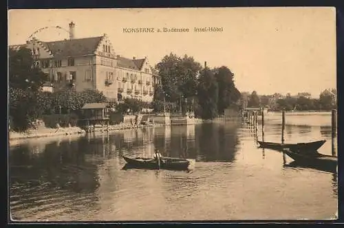 AK Konstanz, Uferpartie mit Blick auf Insel-Hotel