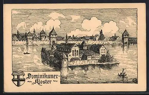 Künstler-AK Konstanz, Blick auf das Dominikaner-Kloster