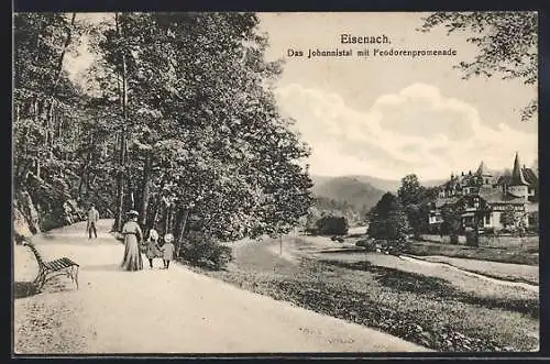 AK Eisenach, Johannistal mit Feodorenpromenade