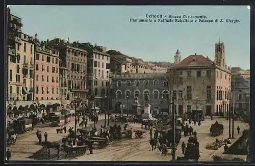 AK Genova, Piazza Coricamento, Strassenbahn