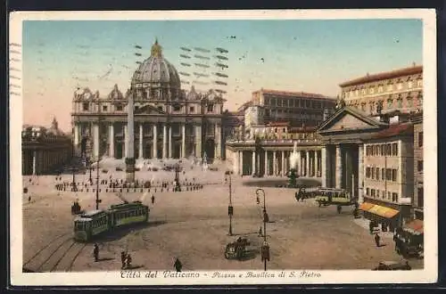 AK Città del Vaticano, Piazza e Basilica di S. Pietro, Strassenbahn