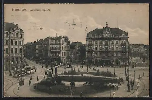 AK Hannover, Aegidientorplatz mit Strassenbahnen aus der Vogelschau