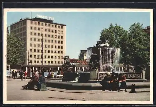 AK Göteborg, Tore Strindbergs, Jörnbrunnen och Folkets Hus, Strassenbahn