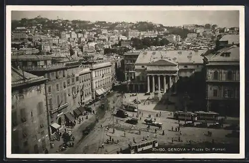 AK Genova, Piazza de Ferrari, Strassenbahn