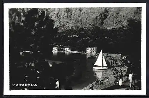 AK Makarska, Strandpartie aus der Vogelschau