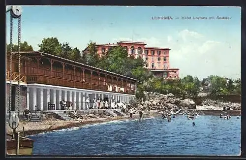 AK Lovran / Lauran / Laurana, Hotel Lovrana mit Seebad