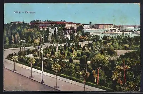 AK Pola, Panorama mit Hafen