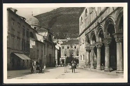 AK Dubrovnik, Strassenpartie mit Kutsche