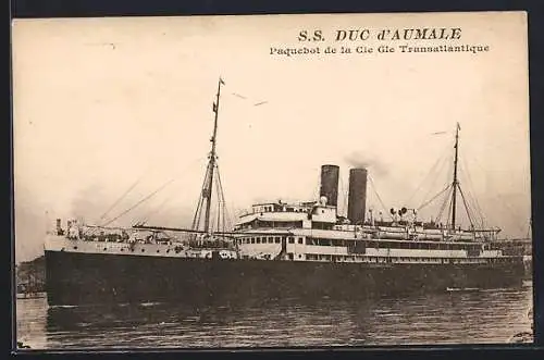 AK Passagierschiff SS Duc d`Aumale, Cie. Générale Transatlantique