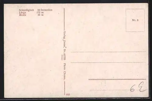 AK Kriegsschiff SMS Linienschiff Friedrich der Grosse unter Volldampf auf See