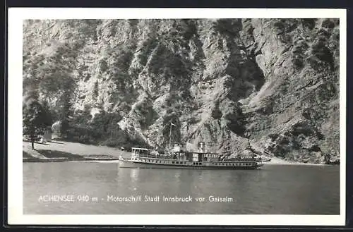 AK Motorschiff Stadt Innsbruck auf dem Achensee vor der Gaisalm