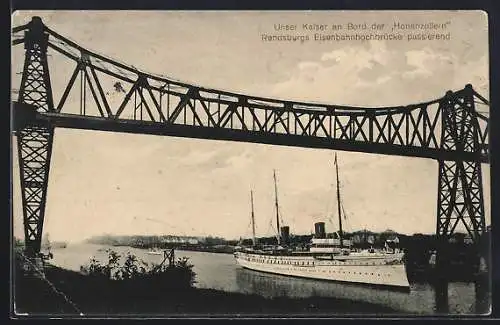 AK Rendsburg, SM Yacht Hohenzollern passiert die Hochbrücke