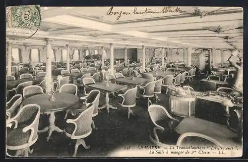 AK Passagierschiff La Provence, Speisesaal der 1. Klasse