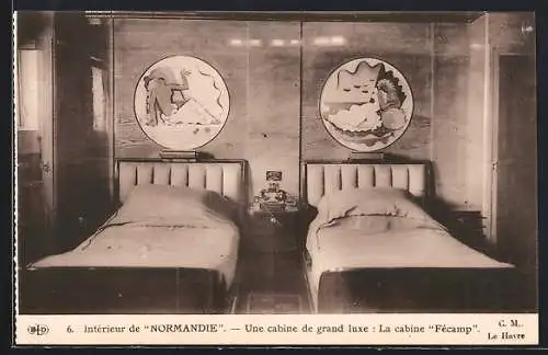 AK Passagierschiff Normandie, Une cabine de grand luxe, La cabine Fécamp