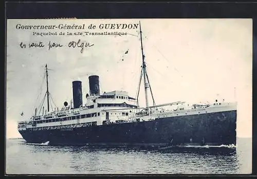 AK Passagierschiff Gouverneur-Général de Gueydon, Compagnie Transatlantique